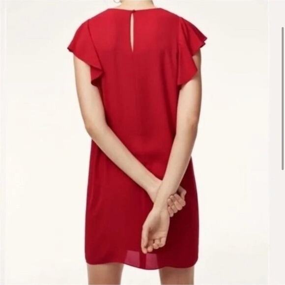 Aritzia Babaton Ruffle Short‎ Cap Sleeves Burt Mini Shift Dress Black Size Large - Picture 5 of 10